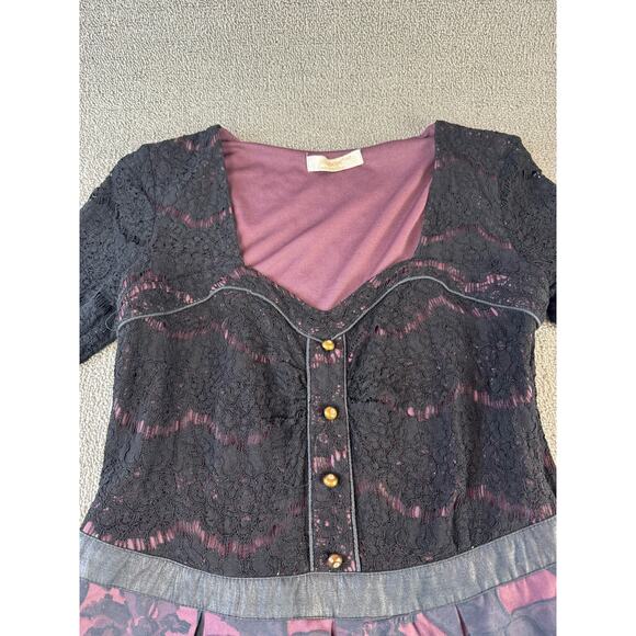 Gunbeyi Dress Dark Romantic Mid Century Lace Floral Size Medium - Picture 3 of 9